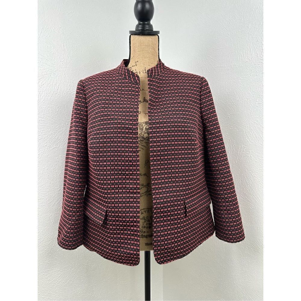 Anne Klein Women’s Mandarine Collar Jacket Black/Cinnamon Size 16